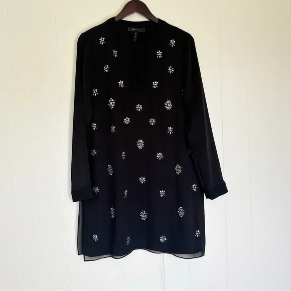 BCBGMAXAZRIA Dyanne Embellished Crystal Tunic Dress Black Small VPX61K22 - Picture 3 of 10